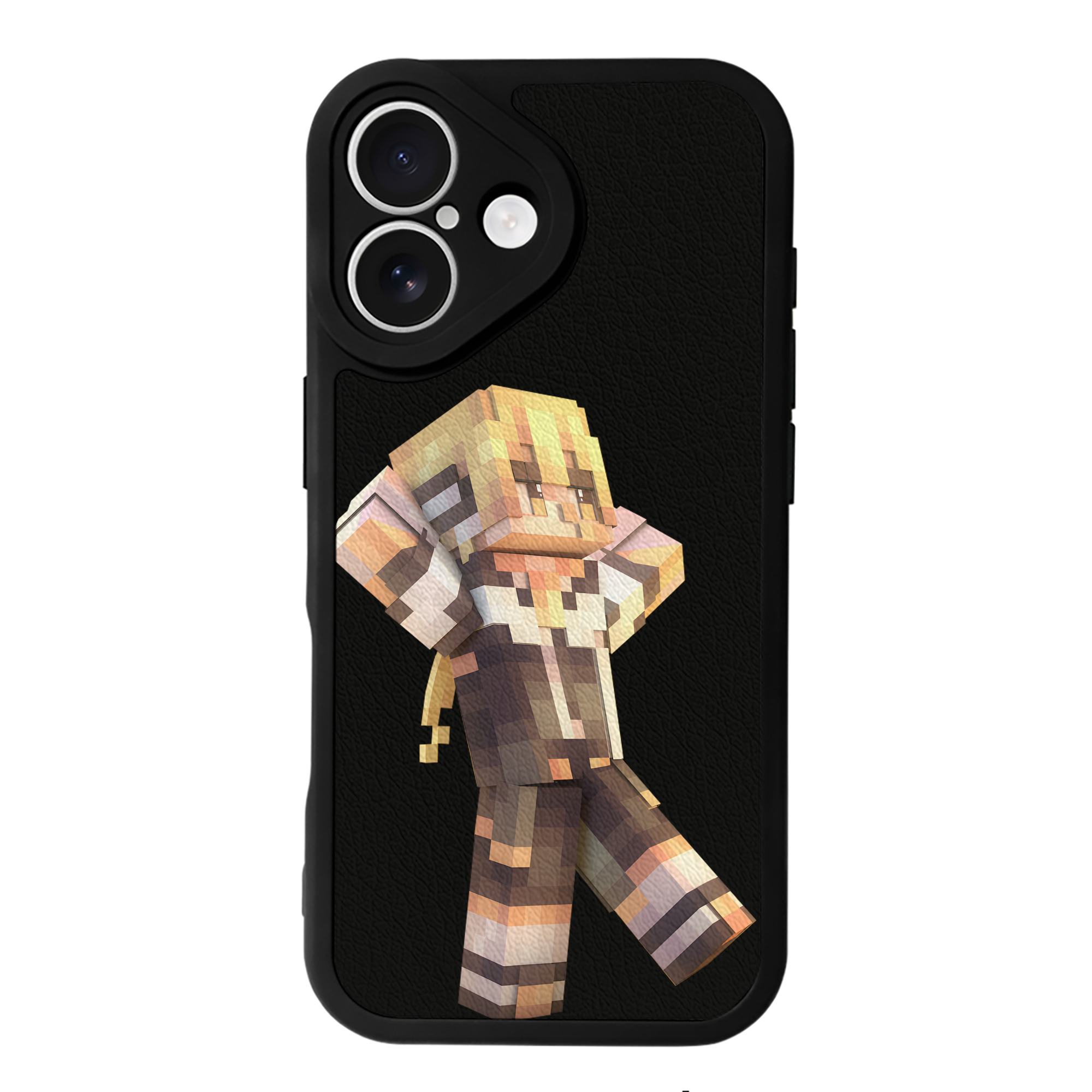 （画像用） マインクラフト ブロックの世界 Minecraft MC Block world 【iPhone 16シリーズ対応】シリコンスマホケース（レザー調） 材質：シリコン